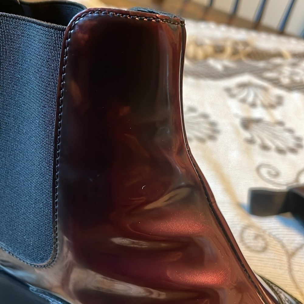Baldinini Ombré Black Burgundy Oxford Leather Low Platform Ankle Boot - Picture 12 of 12